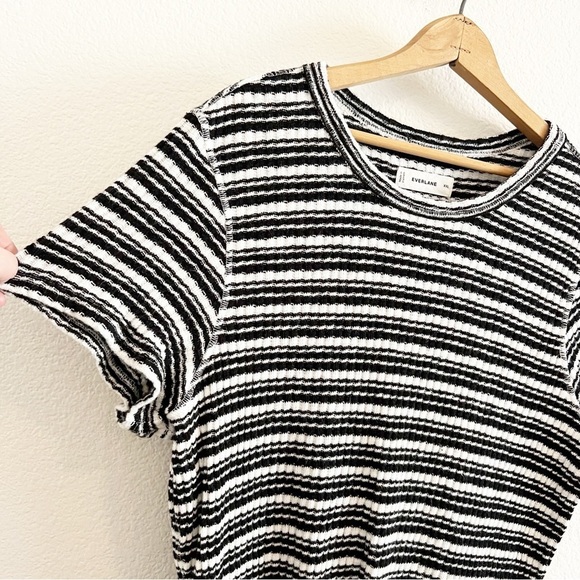 Everlane The Cozy Rib Tee Black and White Stripe XXL - Picture 3 of 7